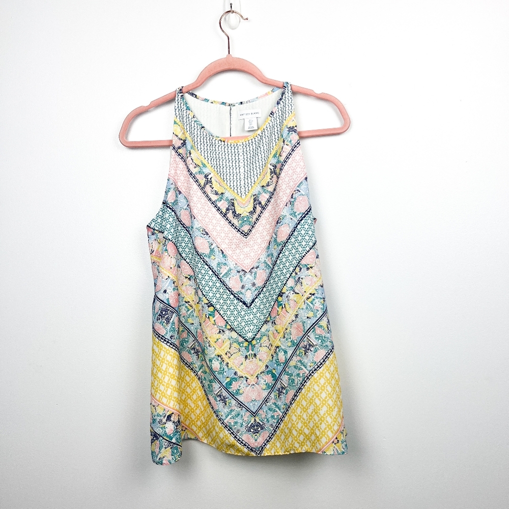 Antibes Blanc Blue Yellow & White Patterned Tank Top